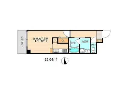 MEINOHAMA416(1K/3階)の間取り写真