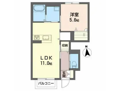 シャーメゾンAYA(1LDK/1階)の間取り写真
