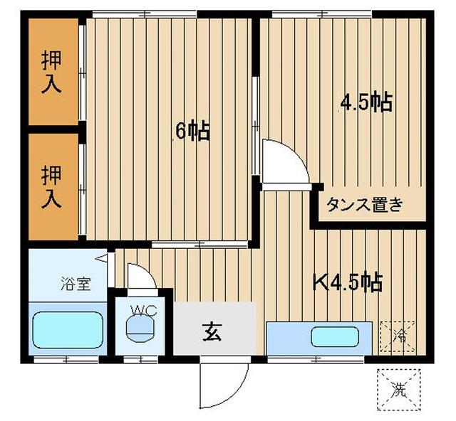 中台荘(2K/1階)の間取り写真