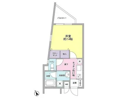 ルガルデニア(1K/2階)の間取り写真