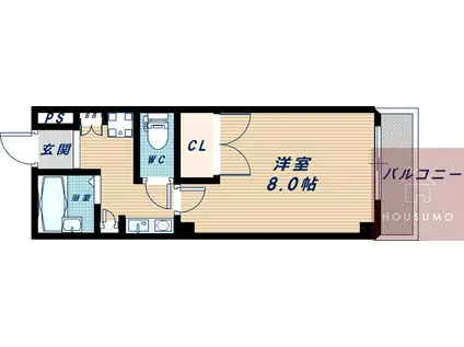 GRAN VERDE緑地(1K/1階)の間取り写真