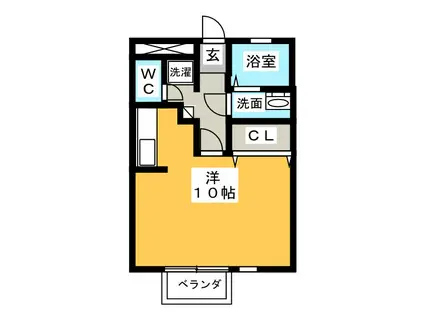 エスポワールI(ワンルーム/2階)の間取り写真
