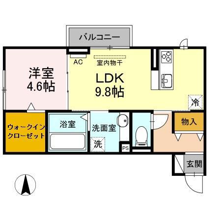 エミール A(1LDK/2階)の間取り写真
