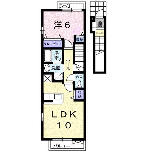 NMONA(1LDK/2階)の間取り写真