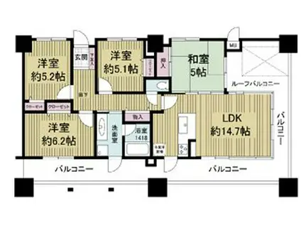 ルネッサンス21博多(4LDK/15階)の間取り写真