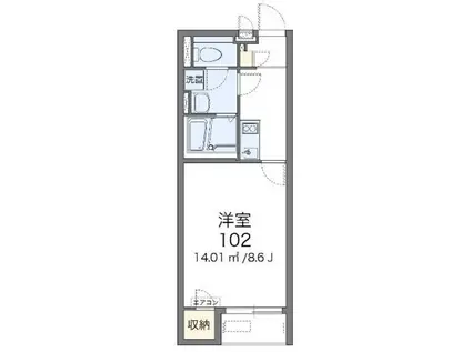 レオネクストキャトルセゾン(1K/2階)の間取り写真