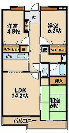 プレイスアイズ(3LDK/3階)の間取り写真