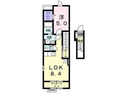 エレガント サンシャイン(1LDK/2階)の間取り写真