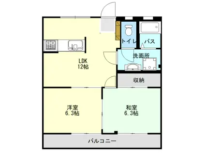 グランハイツK B棟(2LDK/2階)の間取り写真