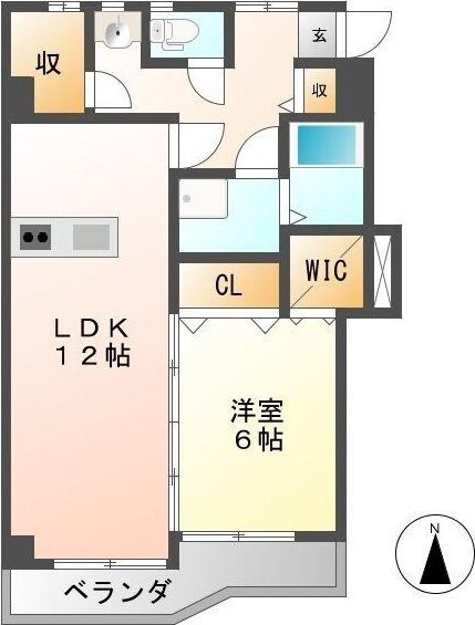 杉山第一ビル(1LDK/4階)の間取り写真