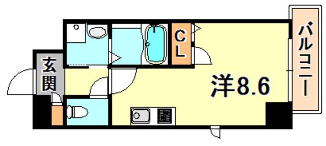 ONLYONE灘南通(ワンルーム/5階)の間取り写真