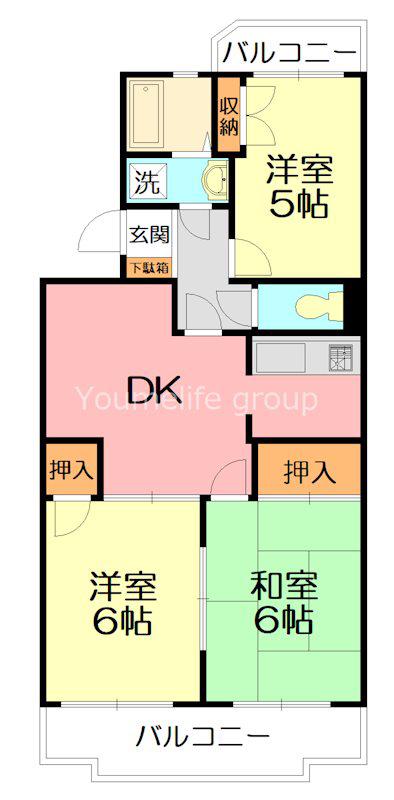 ハイツ鍵和田(3DK/2階)の間取り写真