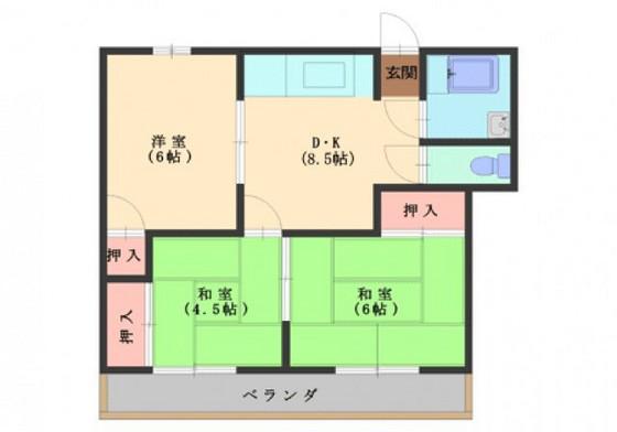 カツミビル(3DK/3階)の間取り写真
