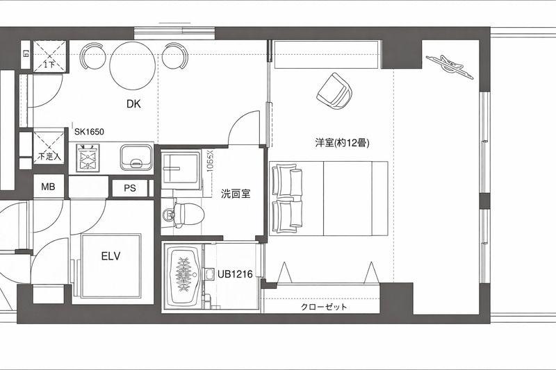 セリーヌ元麻布(1DK/4階)の間取り写真