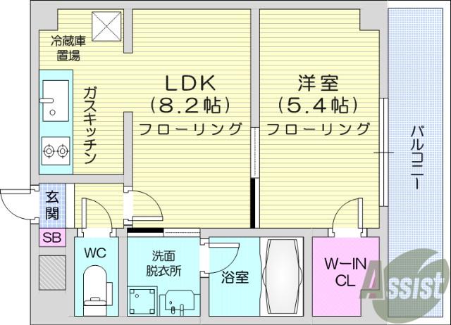 しゃとれ福室(1LDK/1階)の間取り写真