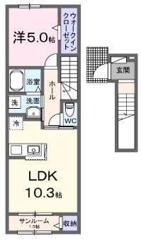 スリール(1LDK/2階)の間取り写真
