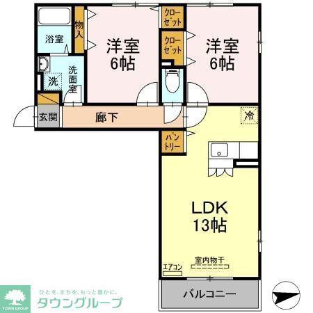 クリアコート(2LDK/2階)の間取り写真