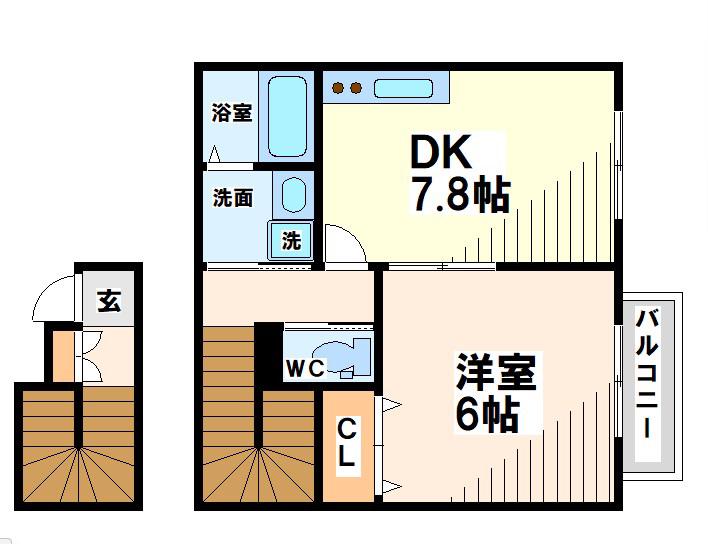 マメゾンKDR(1LDK/2階)の間取り写真