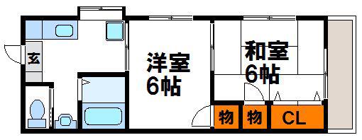 ホクリハウスII(2DK/2階)の間取り写真