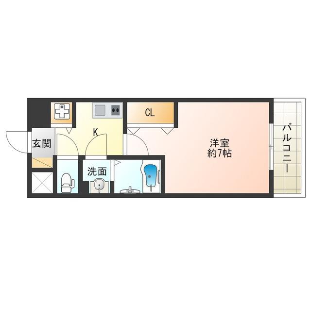 LUXE此花(1K/2階)の間取り写真