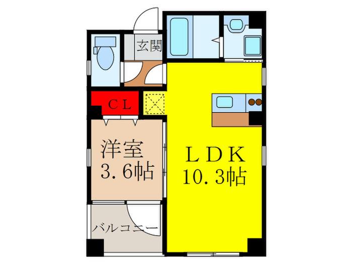 パークサイド池田(1LDK/3階)の間取り写真