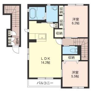 ヴィーブルB(2LDK/2階)の間取り写真