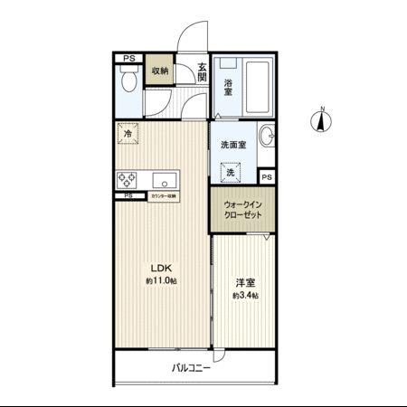 クレール通町(1LDK/3階)の間取り写真