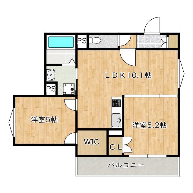 クリエオーレ誉田(2LDK/1階)の間取り写真