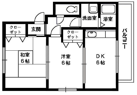 コスモスハイツ(2DK/2階)の間取り写真
