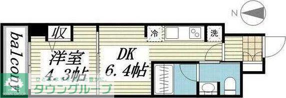 CREAL門前仲町II(1DK/3階)の間取り写真