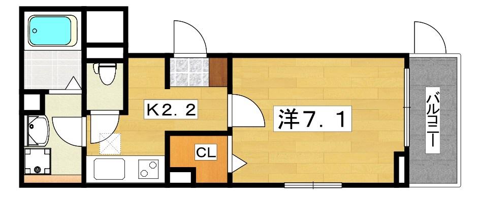 ラフレシール ウエスト(1K/1階)の間取り写真