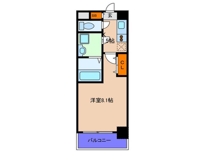 アルグラッド鷺洲(1K/8階)の間取り写真
