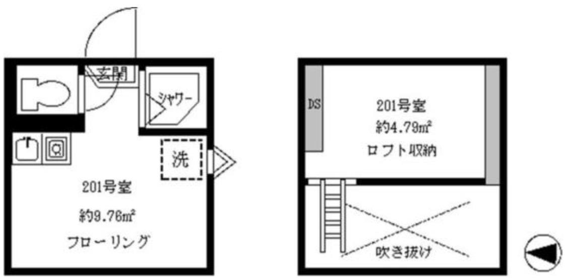 フェリスコットン(ワンルーム/2階)の間取り写真
