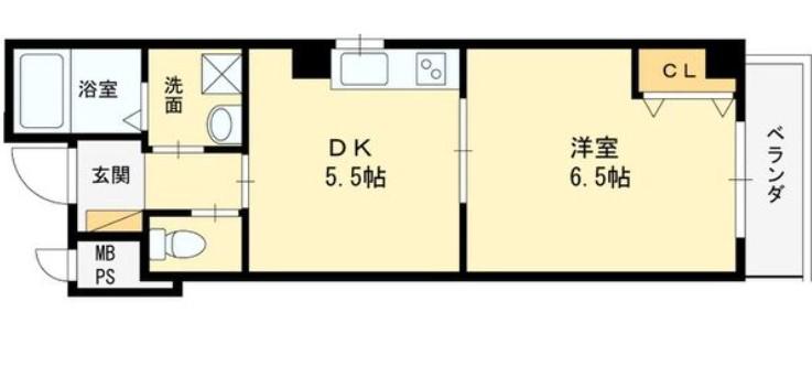 ファンライフ小阪(1DK/1階)の間取り写真