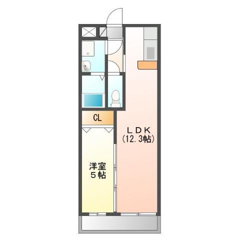 プレステージ ジン(1LDK/1階)の間取り写真