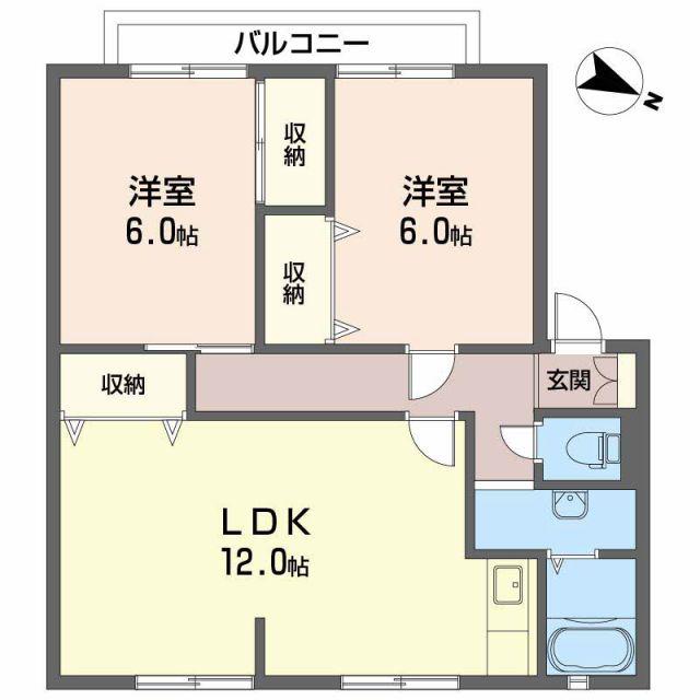 サンガーデンひあさ A棟(2LDK/2階)の間取り写真
