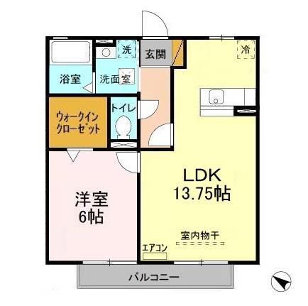 ウィルビューC(1LDK/2階)の間取り写真