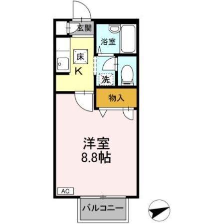 エスポワールA(1K/1階)の間取り写真