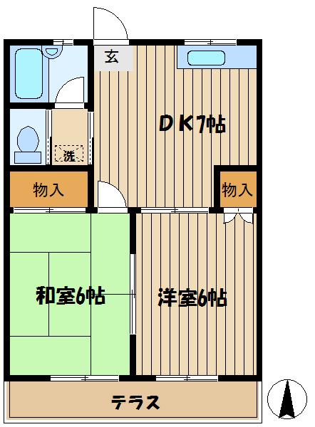 コーポ高田(2DK/1階)の間取り写真