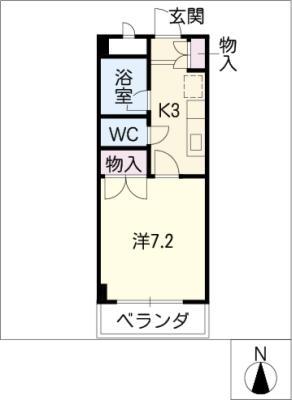 プランドール御器所(1K/2階)の間取り写真
