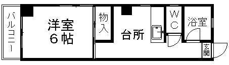 ふれあいプラザ(1K/4階)の間取り写真