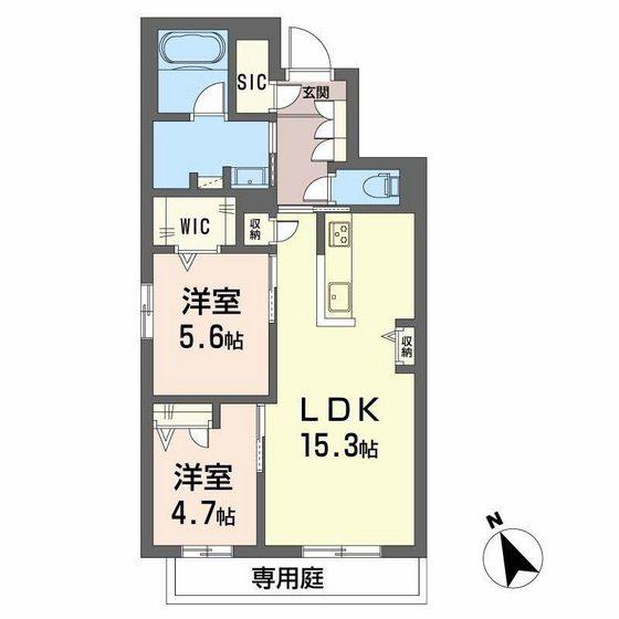 LA MAISON CALME(2LDK/1階)の間取り写真
