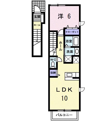 ボヌール・ラコンテ(1LDK/2階)の間取り写真