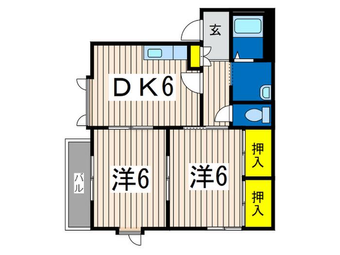 ディアス平潟(2DK/1階)の間取り写真