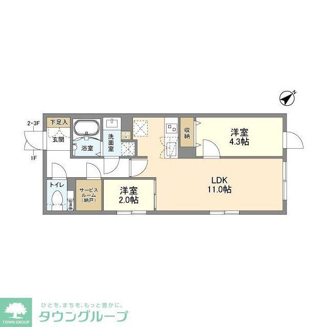 ウェルスクエア洗足(2LDK/1階)の間取り写真