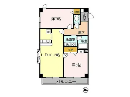 エスポワール篠崎(2LDK/5階)の間取り写真