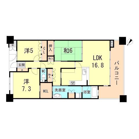 オーズタウンサウススクエアIII番館(3LDK/12階)の間取り写真