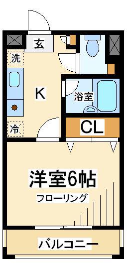 サンパラッツオ弐番館 弊社管理物件(1K/2階)の間取り写真