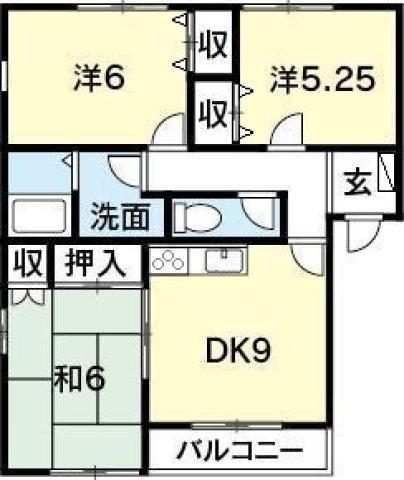エクセレントロワールI(3DK/1階)の間取り写真