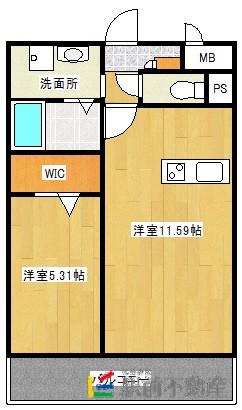 エスペランサ久留米駅前(1LDK/1階)の間取り写真